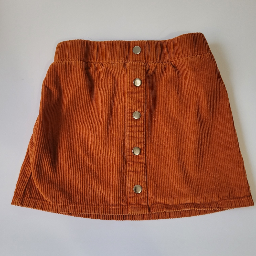 ISAAC MIZRAHI Corduroy Button-Front Skirt in Orange GIRLS 7-8